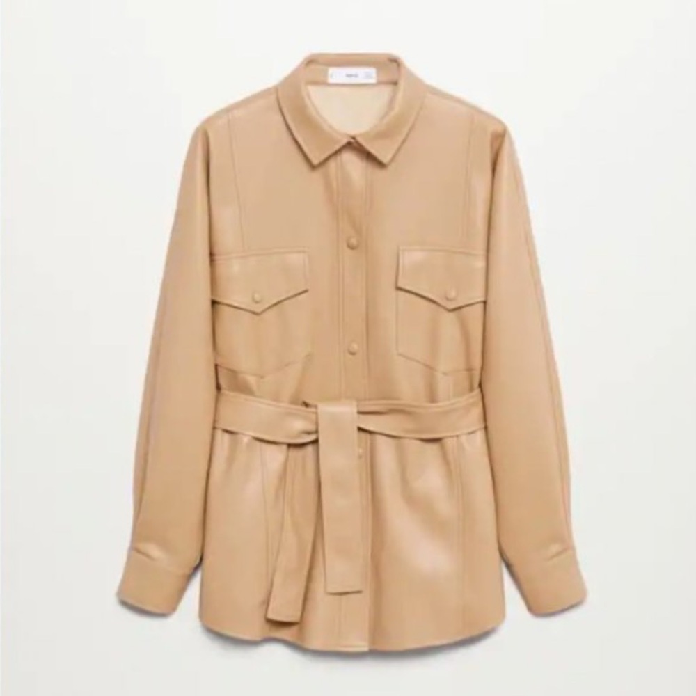 Mango woman’s leather shirt jacket coat